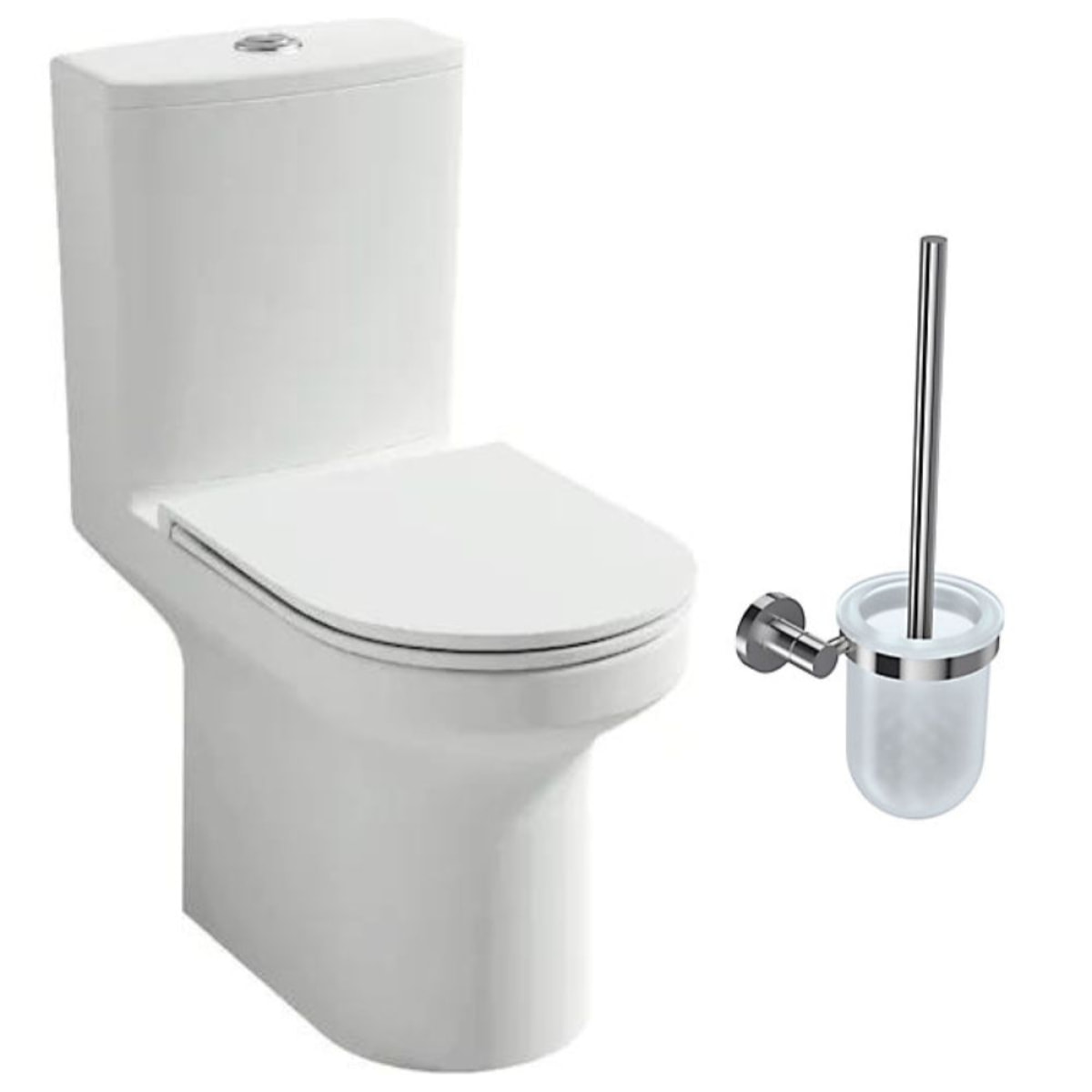 Pack WC au sol blanc sans bride Elite avec abattant extraplat fermeture douce avec porte-balai classique