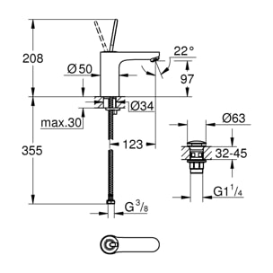 GROHE Get Joy Mitigeur monocommande Lavabo Taille M Chromé 23800000