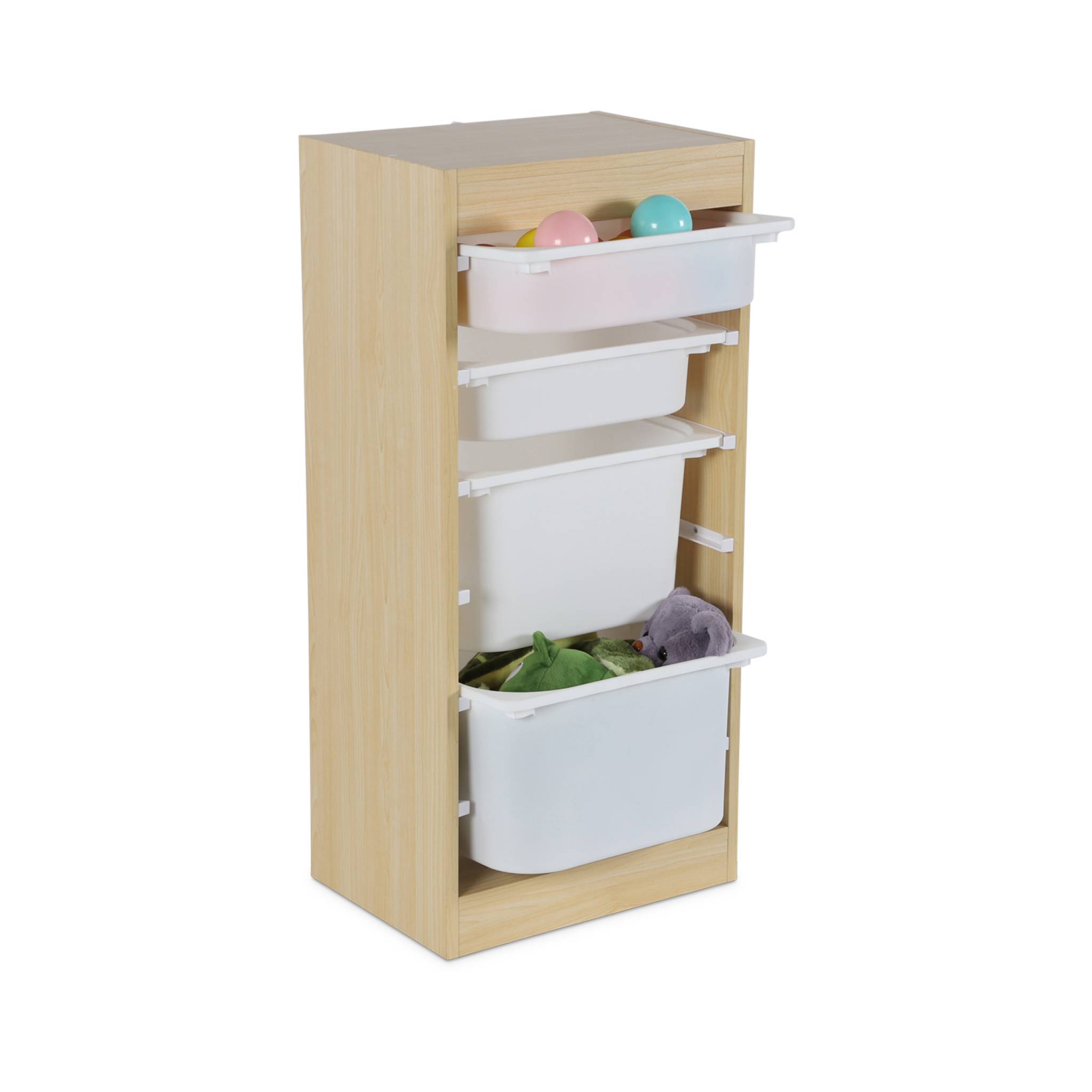 Meuble de rangement naturel enfant 4 bacs de rangement