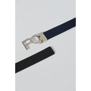Cintura reversibile Bennet in blu marino e nero con fibbia PC