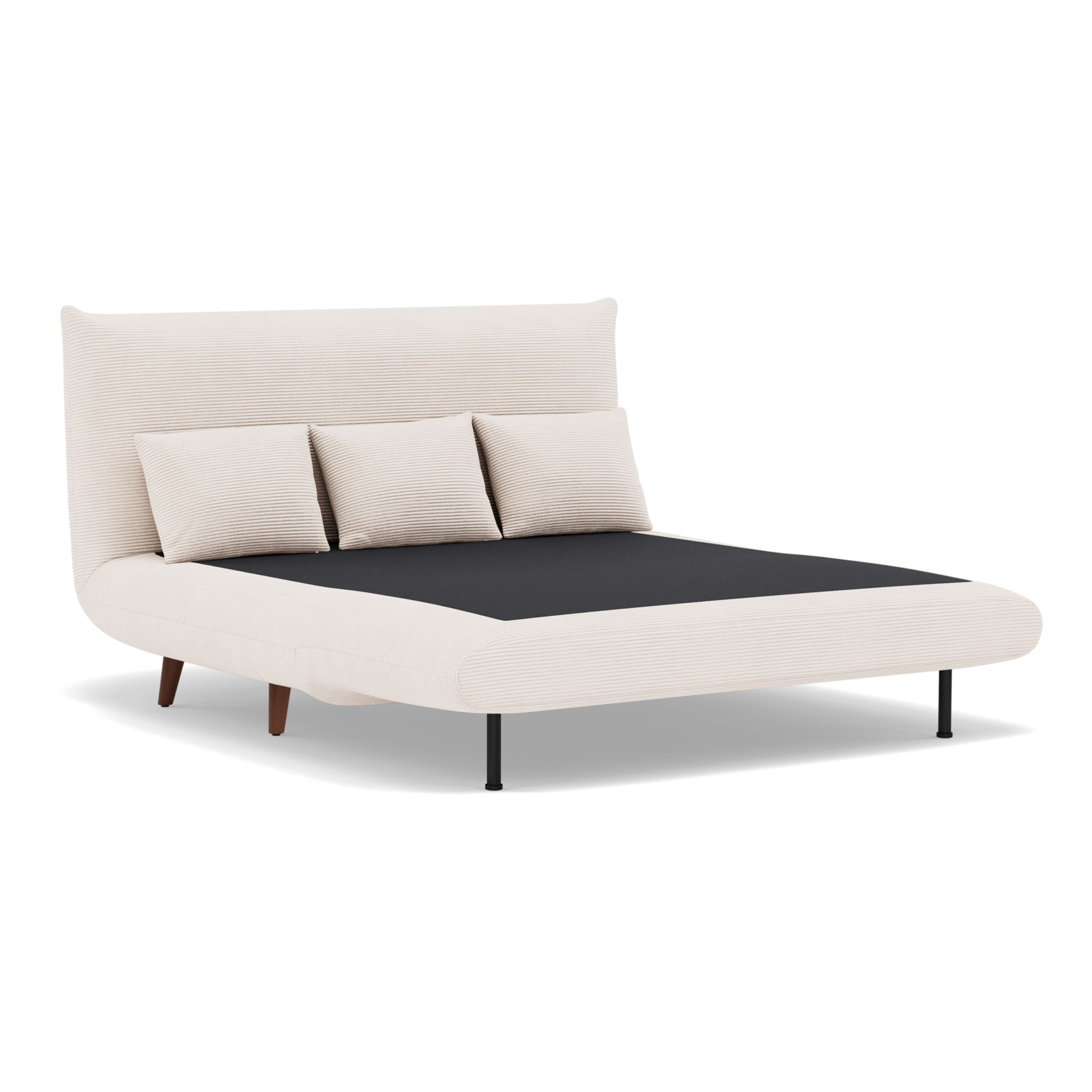 Lumi - Banquette convertible clic-clac 2 places en velours côtelé - Beige