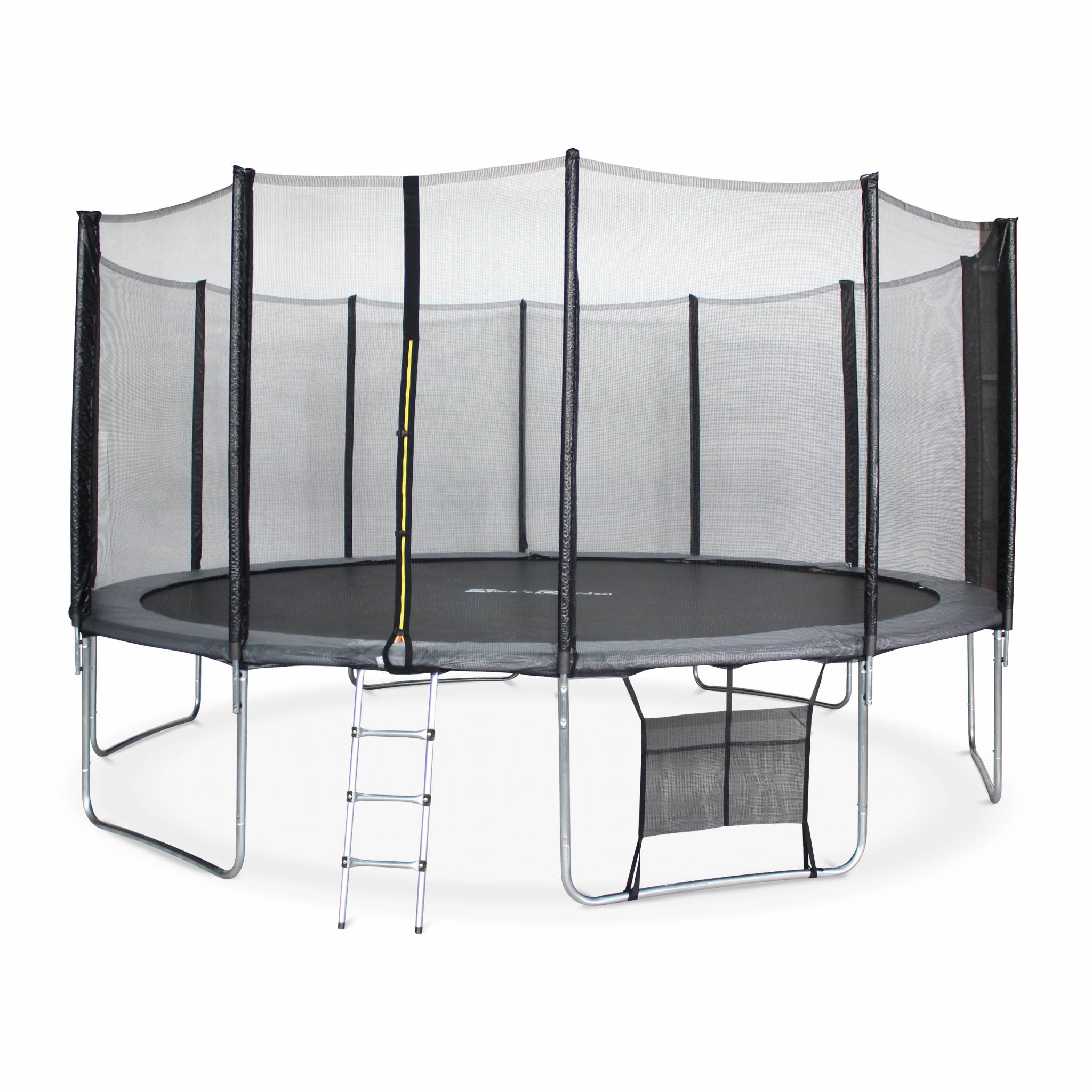 Trampoline 490cm gris avec filet de protection. échelle. bâche. filet pour chaussures. kit d'ancrage - Jupiter XXL - Trampoline de jardin 490 cm 4m|Qualité PRO.|Normes EU.