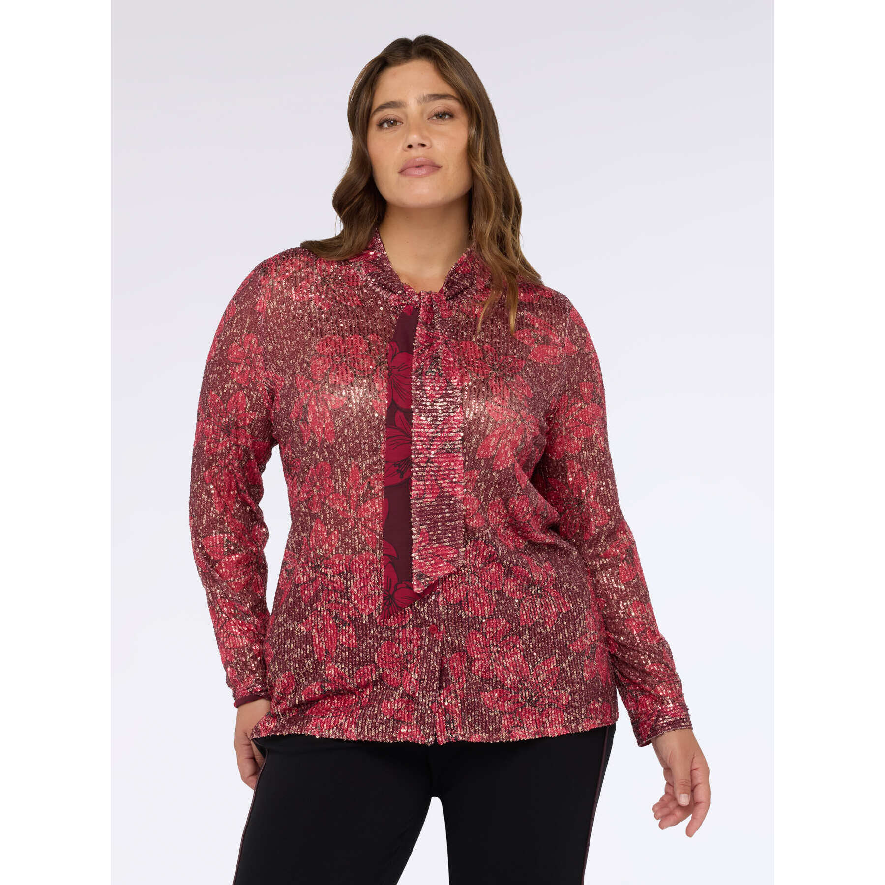 Fiorella Rubino - Camicia in tulle con paillettes - Bordeaux