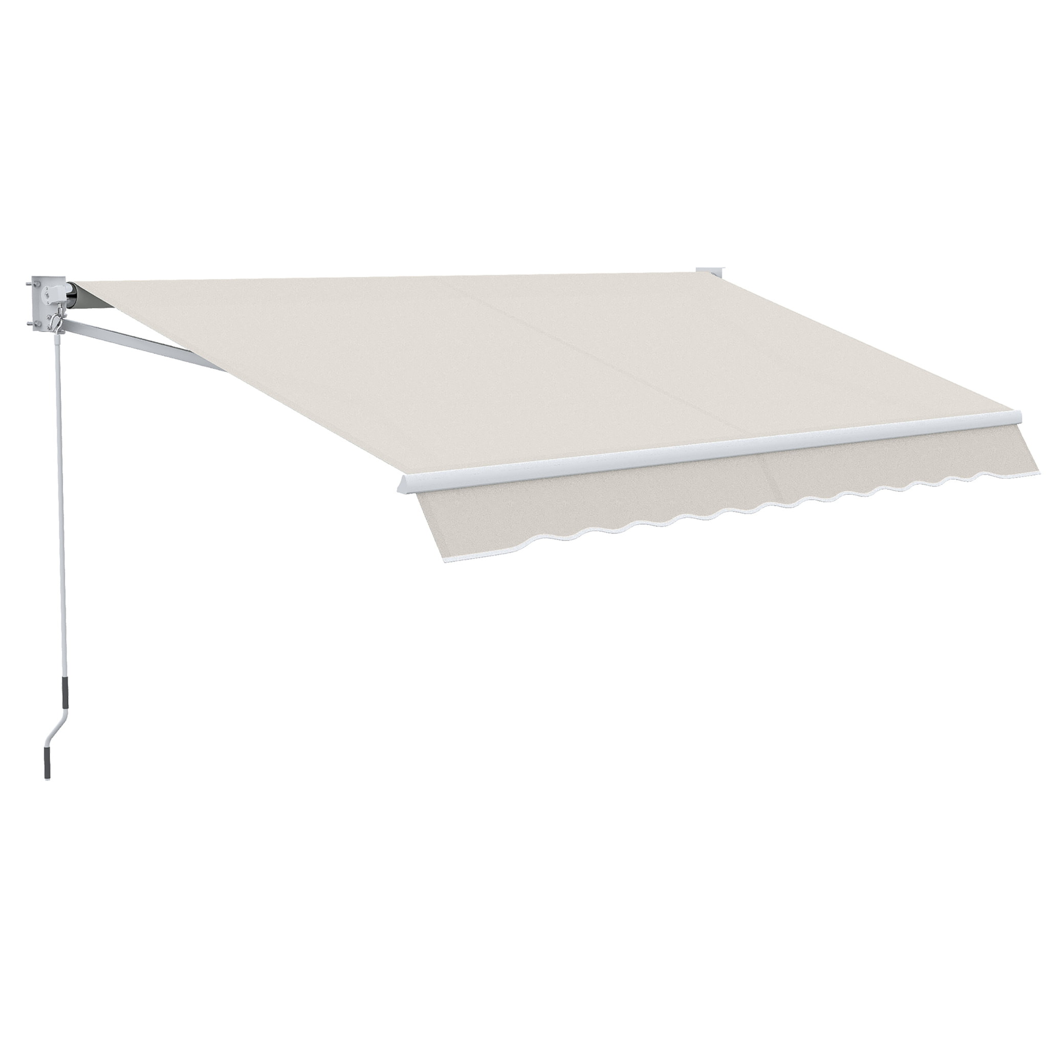 Toldo Manual Retrá¡ctil con Manivela de Aluminio 200x295 cm Toldo de Pared o Techo con Protección Solar UV50+ para Jardín Terraza Exterior Crema