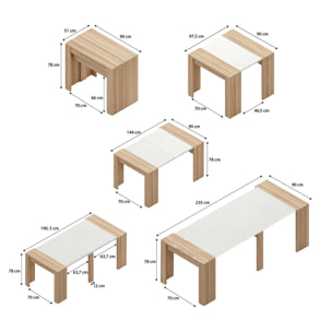 Mesa consola extensible en roble canadian y blanco artik 50-235x90 cm Denis Roble Canadian - Blanco Artik (Blanco Mate)