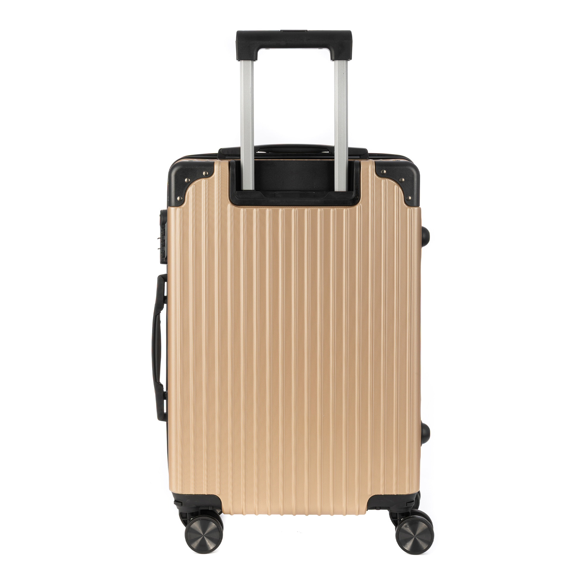 DAM Valigia grande volume trolley rigido ultraleggero, in ABS ad alta resistenza con angoli rinforzati. Chiusura numerica e 4 ruote doppie estraibili e girevoli a 360°. 52x31x78 Cm. Colore: Oro