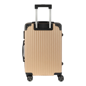 DAM Valigia grande volume trolley rigido ultraleggero, in ABS ad alta resistenza con angoli rinforzati. Chiusura numerica e 4 ruote doppie estraibili e girevoli a 360°. 52x31x78 Cm. Colore: Oro