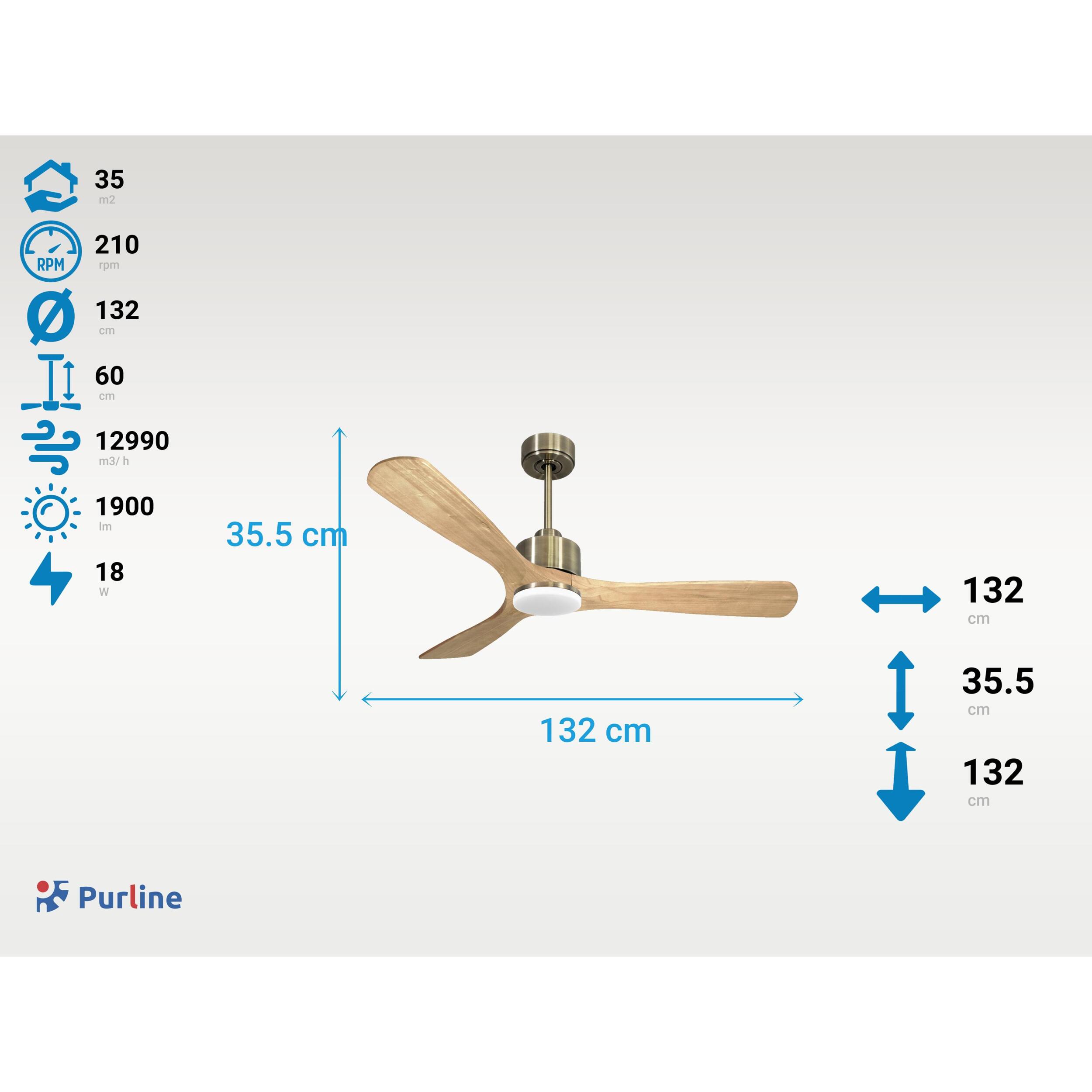 Ventilateur de plafond Réversible  Thermostat Dimmable Wifi Moteur à courant continu Toits en pente Télécommande Lumière à trois tons Hypersilence Mémoire