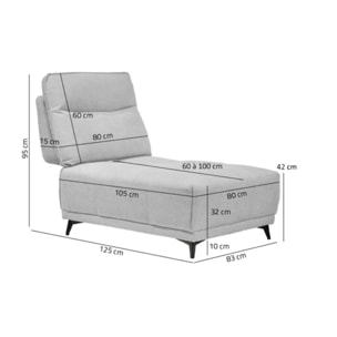 Chauffeuse 1 place de canapé modulable en tissu - 3 coloris - BORA