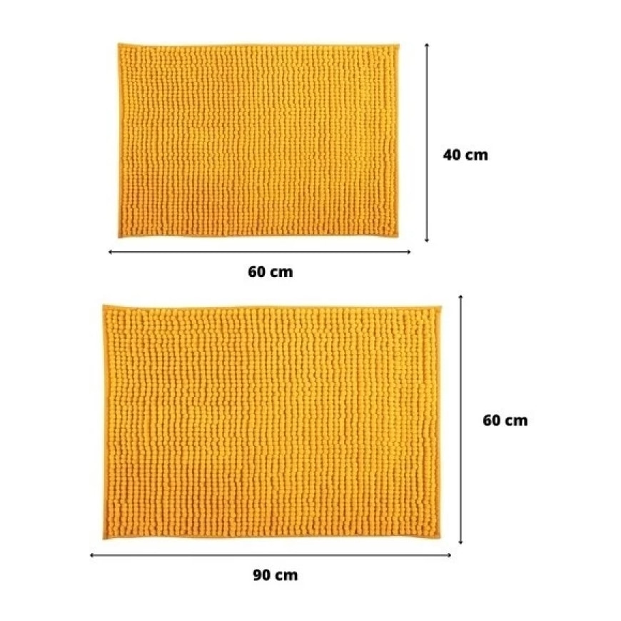 Lot de 2 Tapis de bain Microfibre CHENILLE Safran 40x60 et 60x90cm MSV