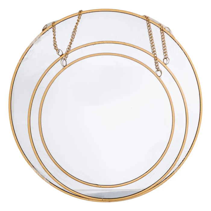 Set de 3 miroirs ronds doré D20/24/D29cm