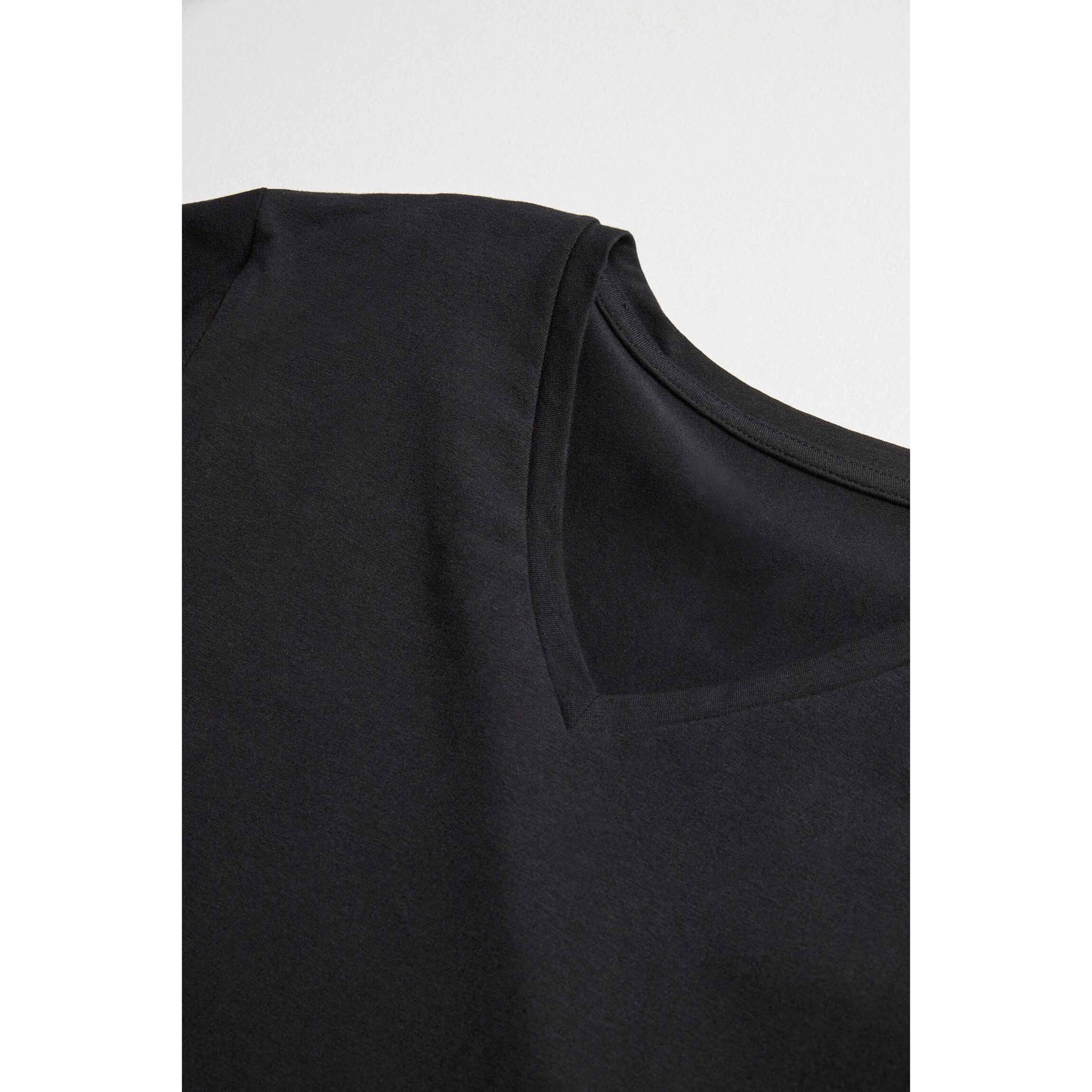 Maglietta a maniche lunghe con scollo a V in cotone nero