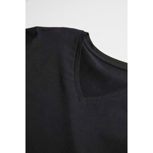 Maglietta a maniche lunghe con scollo a V in cotone nero