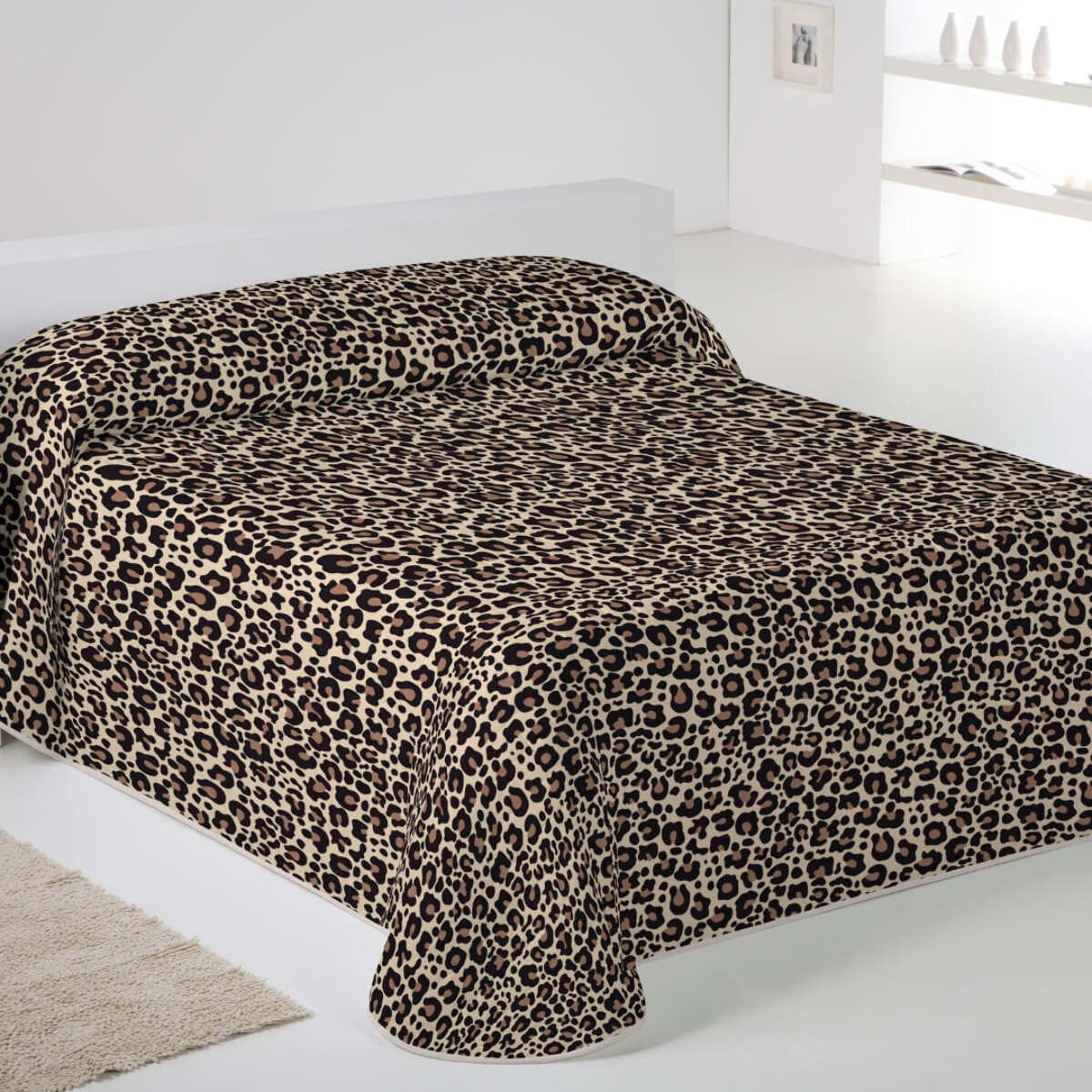 Colcha Bouti Estampada - Reversible - 100% Poliéster - Microfibra - 70 gr/m² - Leopard
