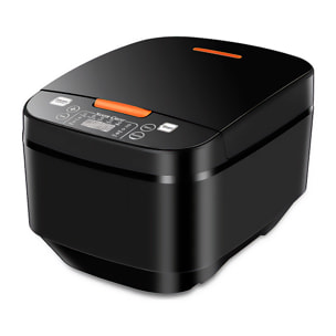 Cuociriso elettrico a calore tridimensionale e 900W. Funzioni e programmi di cottura pre- registrati. Ciotola antiaderente a 5 strati e capacità di 5L.