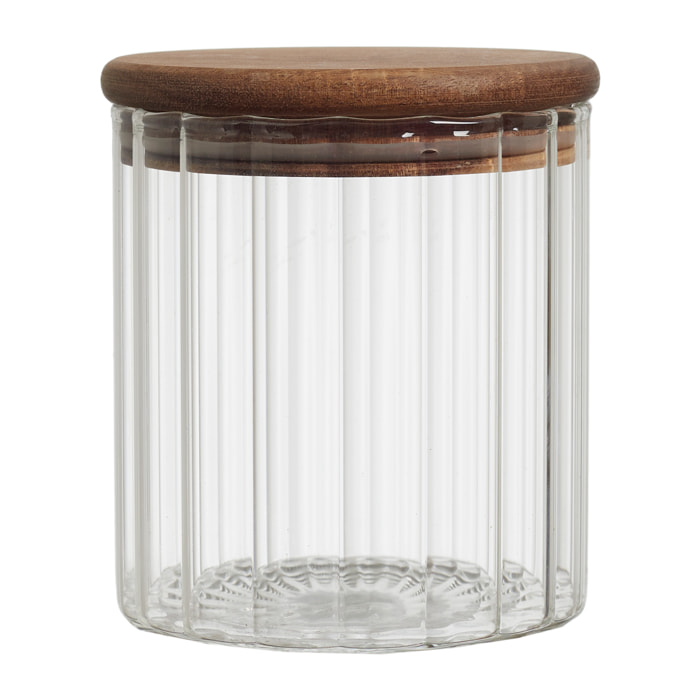 Bocal de Conservation - HOME DECO FACTORY - Couvercle en Acacia - Transparent