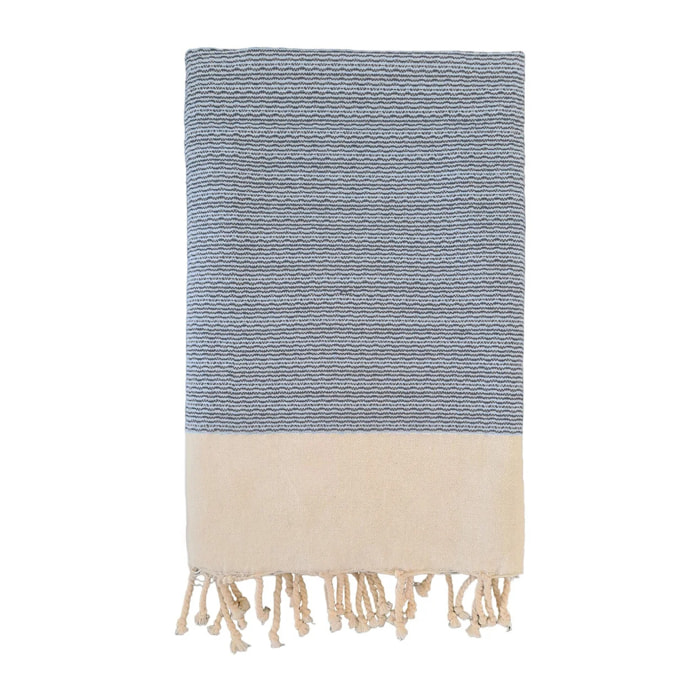 Fouta nid d'abeille traditionnelle Bleu 100x200 190g/m² - Athena Bleu Marine
