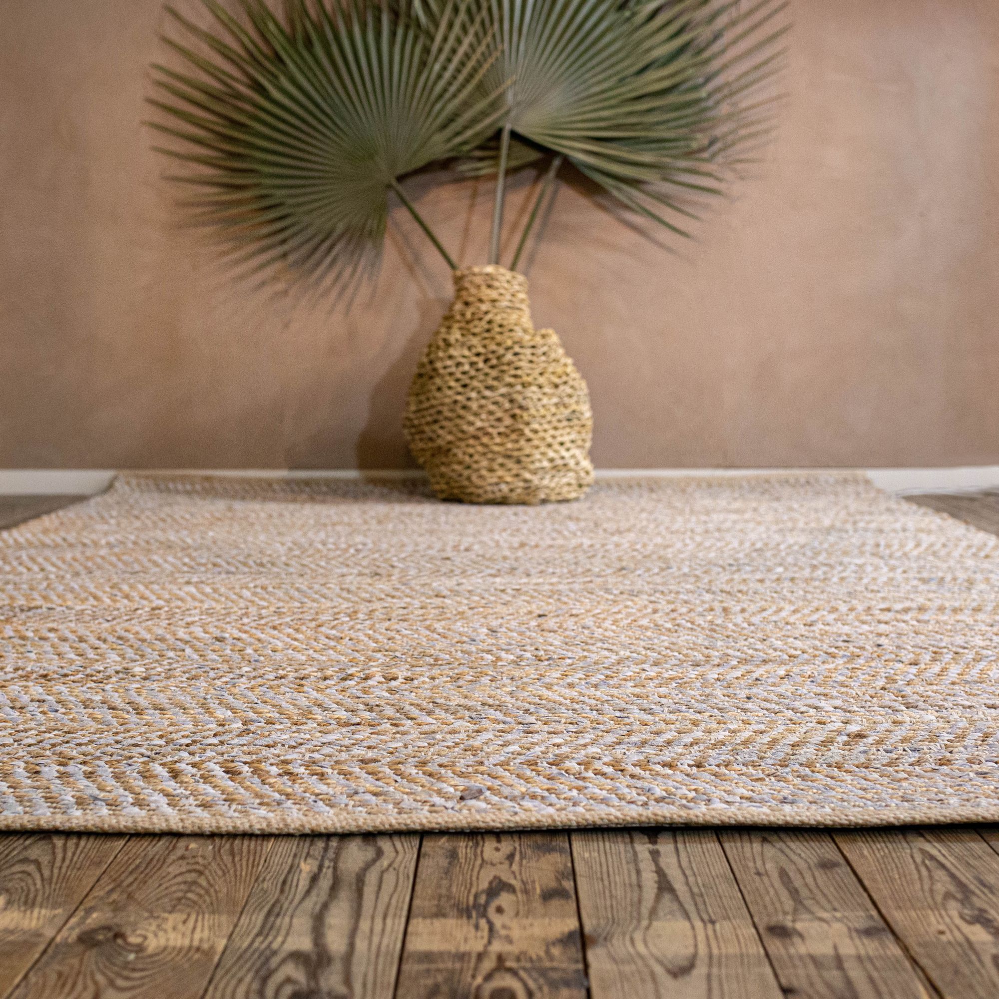 Tapis en cuir recyclé, jute et coton 170x240cm