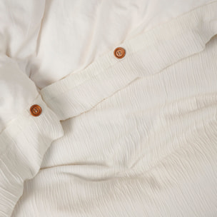 Parure housse de couette unie gaze de microfibre - maya - blanc pur