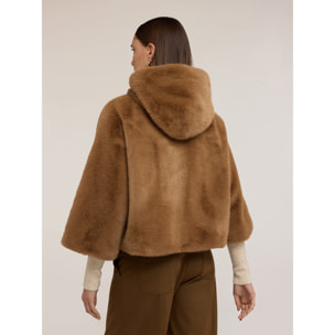 Motivi - Cappa con cappuccio effetto peluche - Marrone