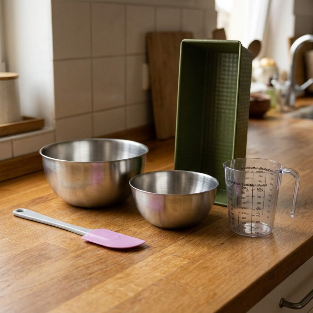 Set de 5 ustensiles de pâtisserie moule à gâteaux bol spatule et verre doseur Zenker Green Vision