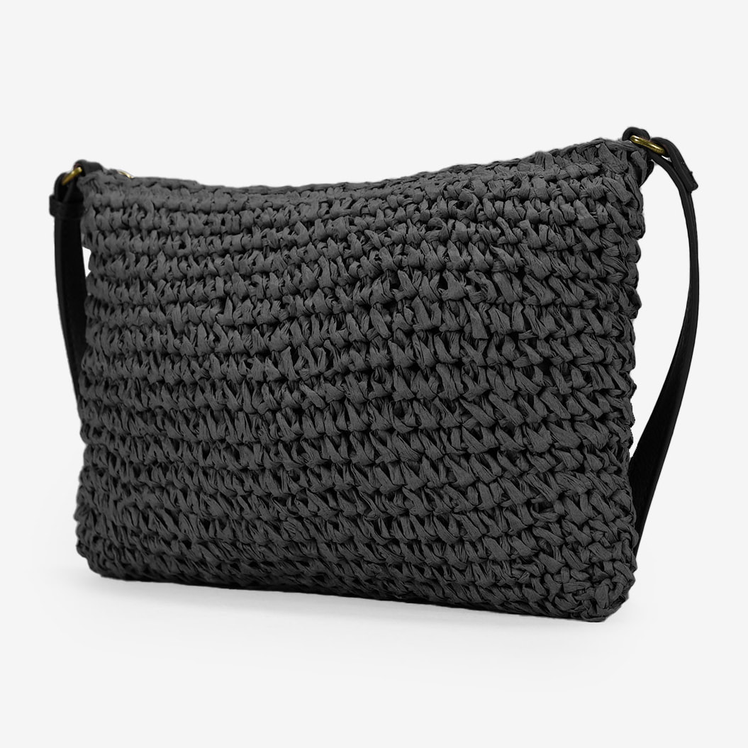 Bolso bandolera de rafia negro
