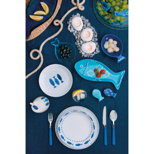 Service 18 Assiettes Excelsa – Ocean, Porcelaine Bleue
