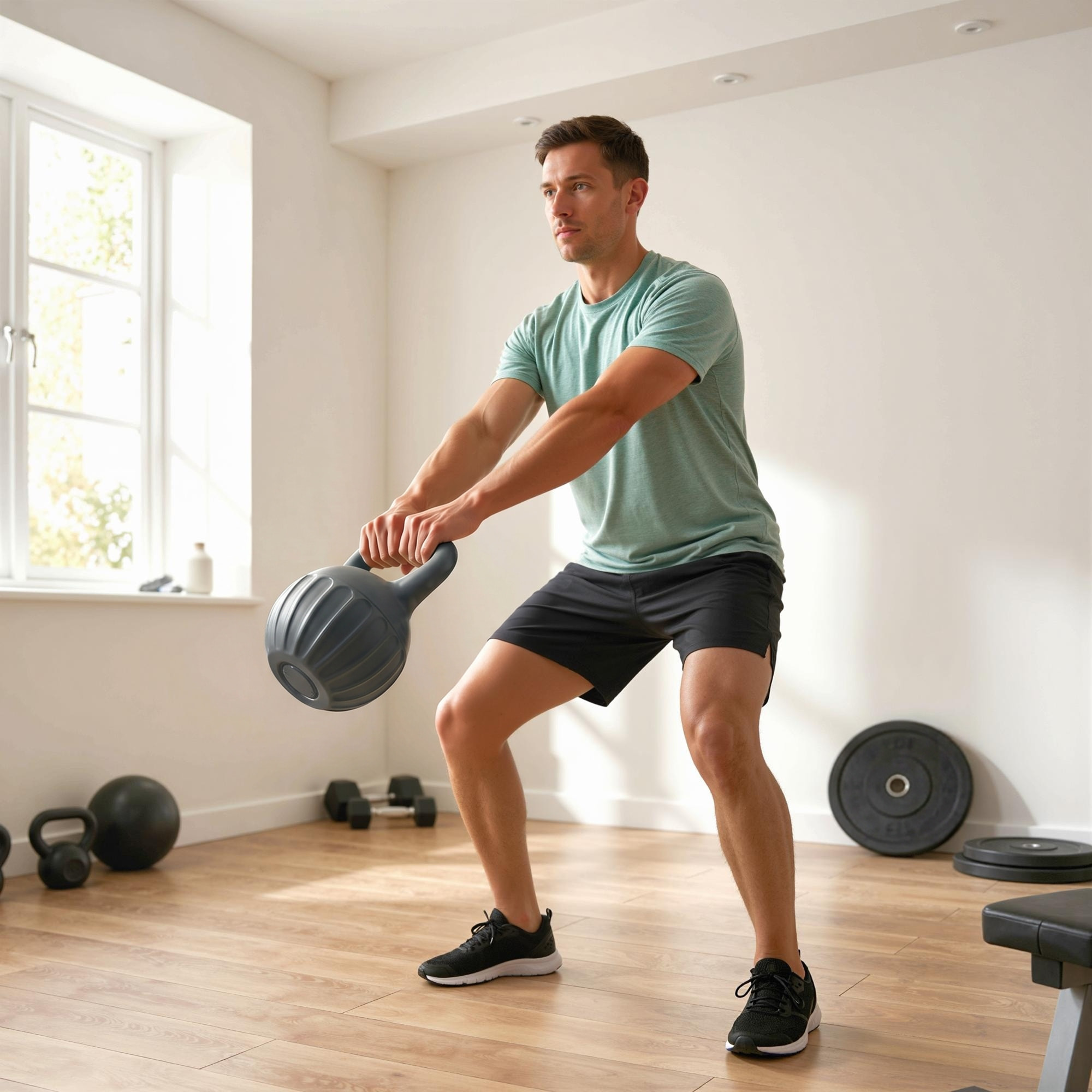 Kettlebell 10 Kg - prise ergonomique - entraînement musculaire & haltérophilie - PP gris