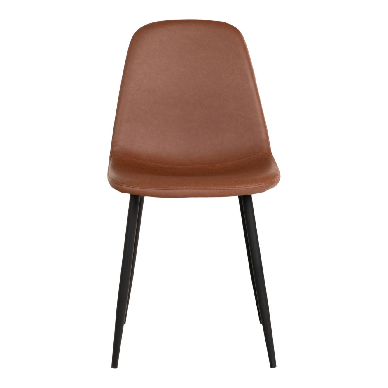 Set 2 sedie da pranzo Stockholm in ecopelle marrone vintage con gambe nere