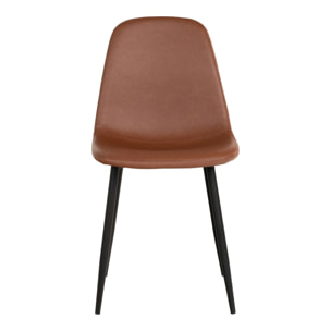 Set 2 sedie da pranzo Stockholm in ecopelle marrone vintage con gambe nere