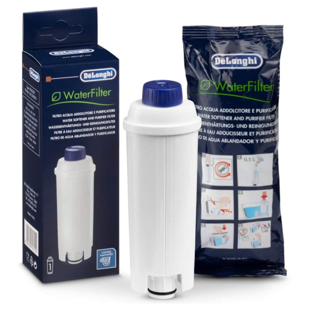 Filtre DELONGHI DLSC002, Cartouche Filtrante Anti-Calcaire pour Machines à Café