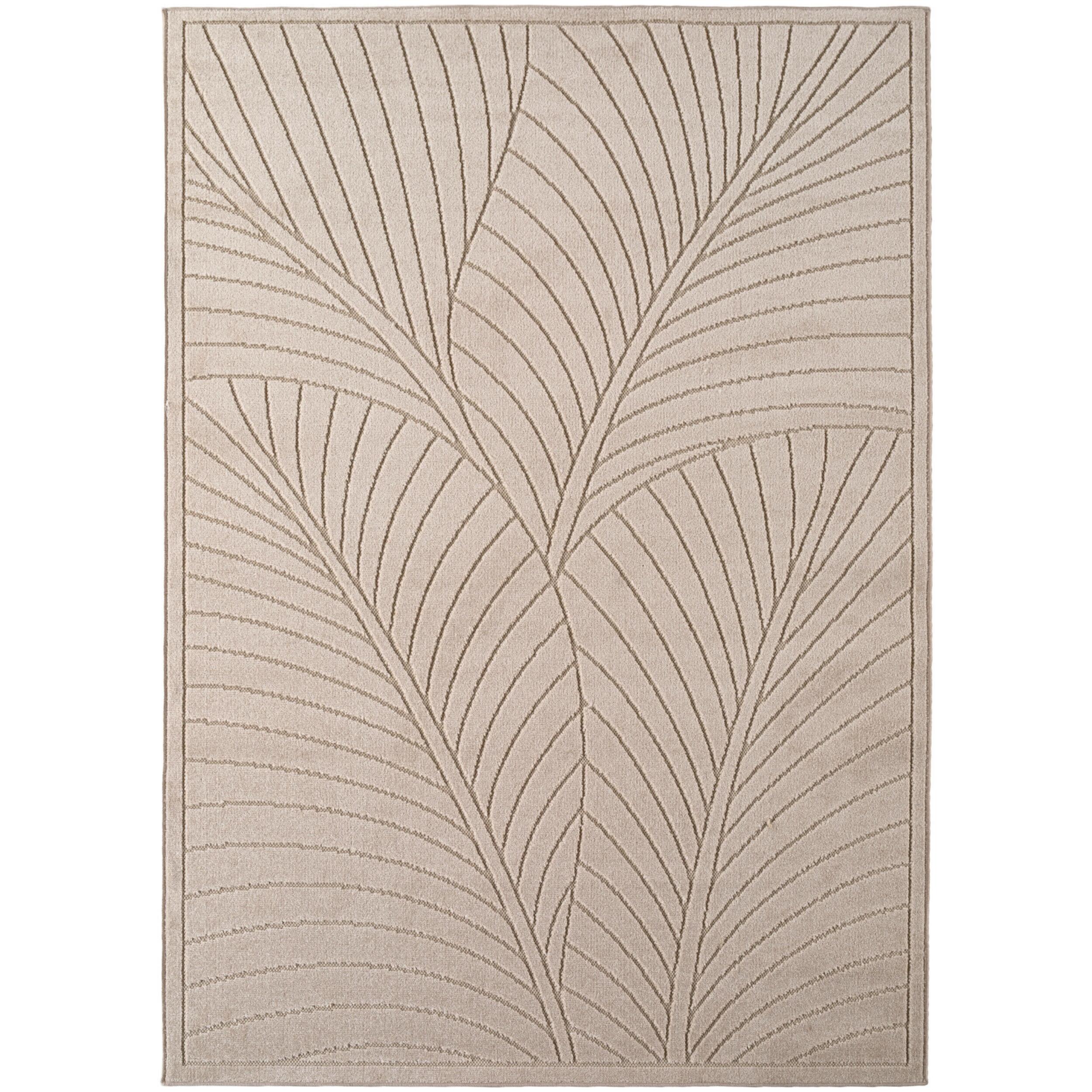 NOVA - Tapis intérieur/extérieur beige à motif feuilles