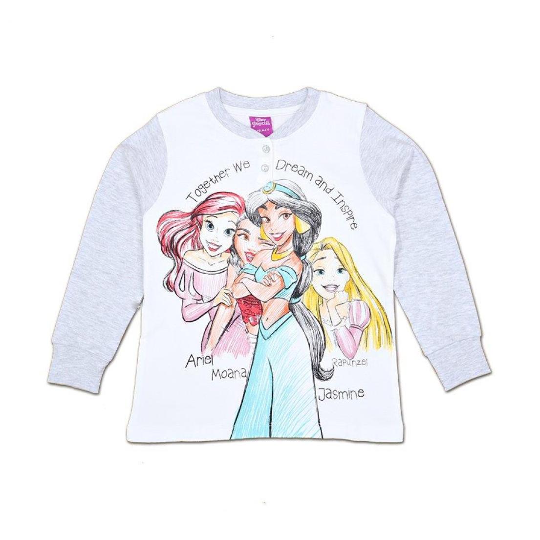 Pigiama Lungo Bambina Disney Principesse Grigio Autunno Inverno Lei Disney Grigio