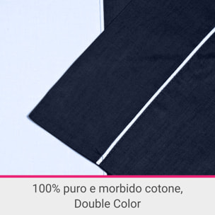 Parure Copripiumino Double-Color IPERSAN Puro Cotone Blu/Azzurro