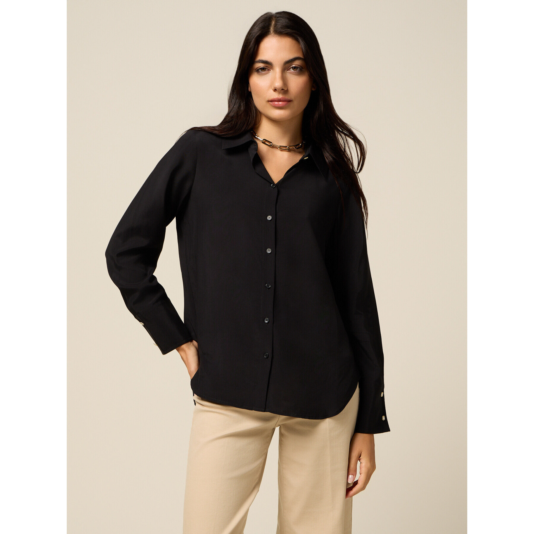 Oltre - Camicia in viscosa - Nero