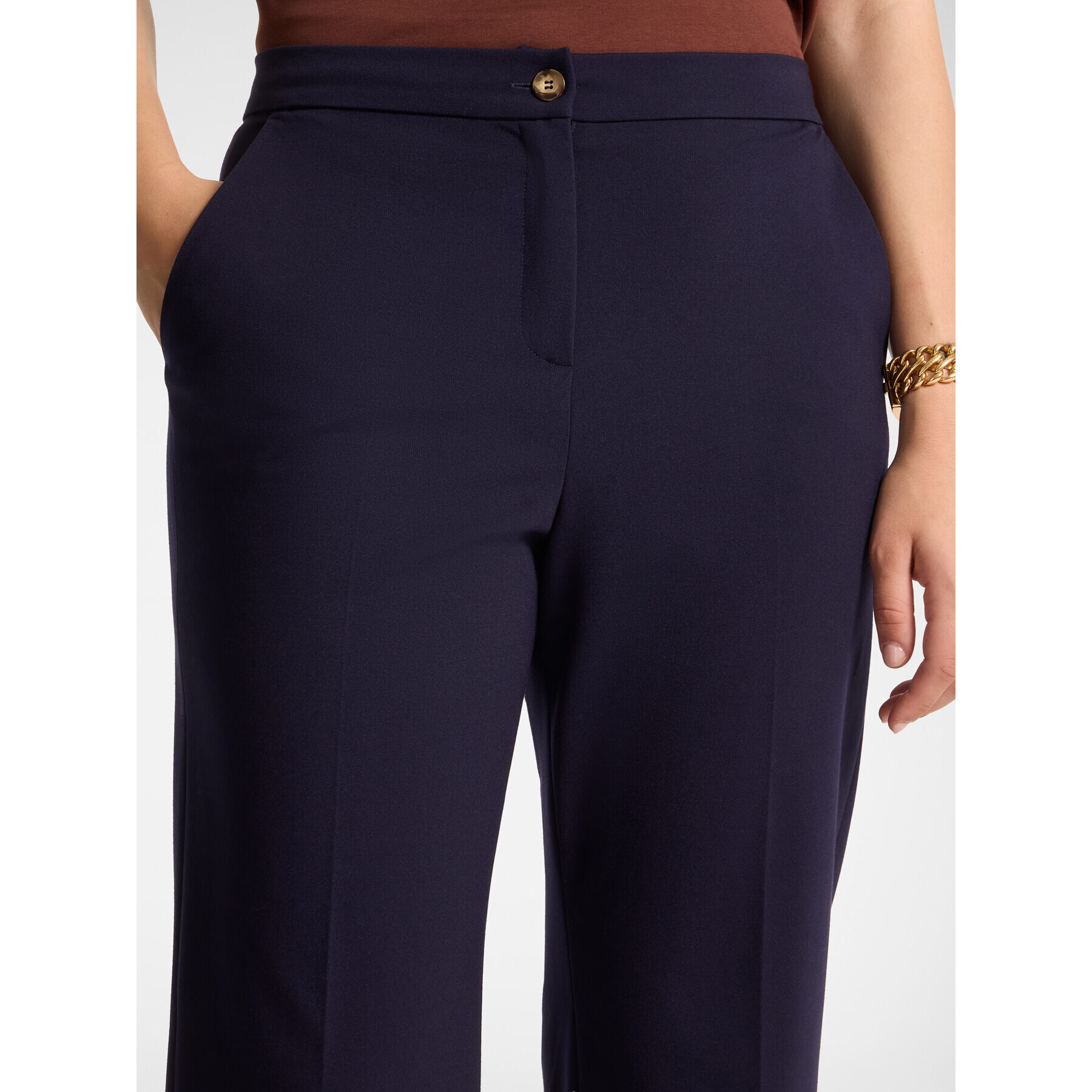 Elena Mirò - Pantaloni chinos in punto milano misto viscosa - Blu