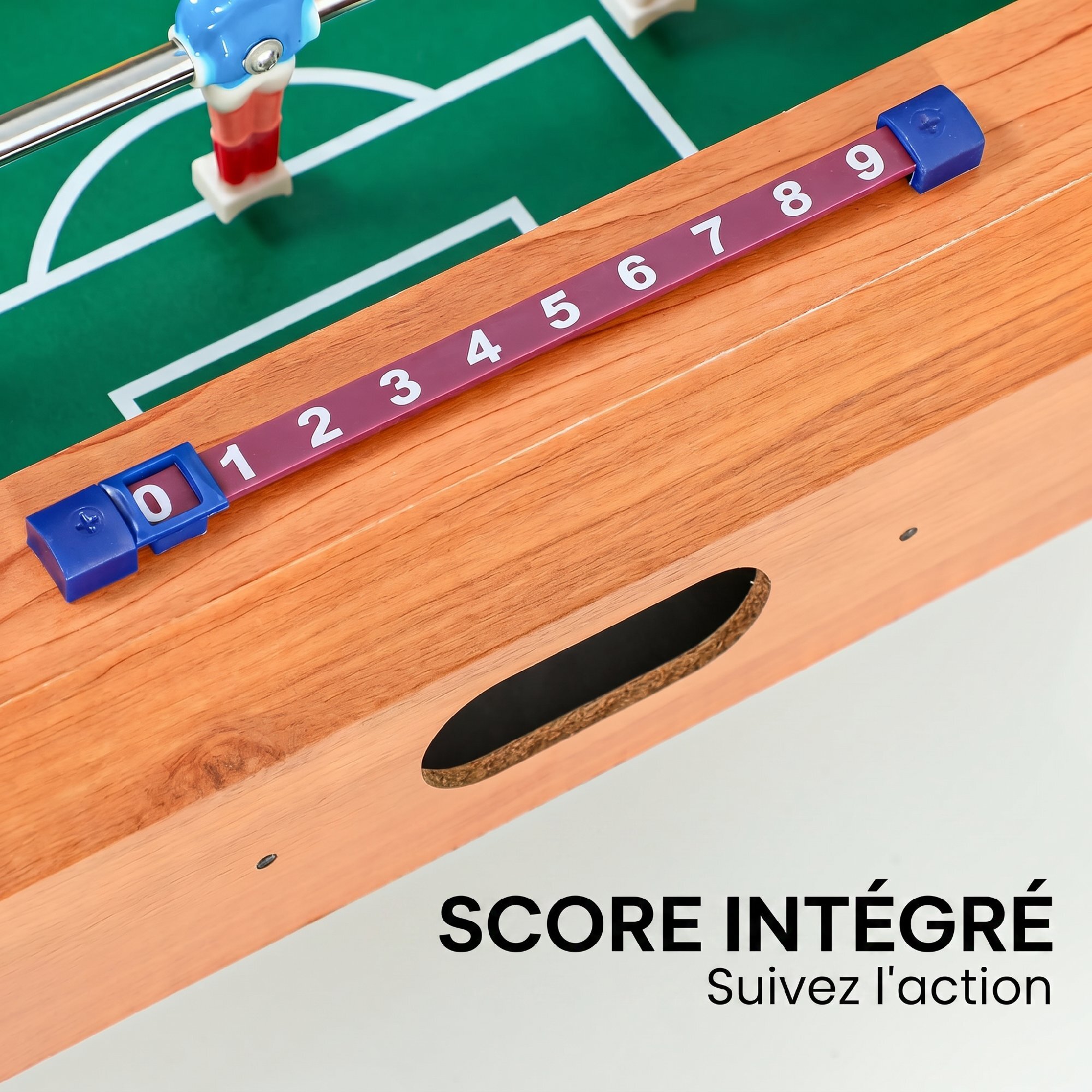 Mini babyfoot de table tableaux de score 2 balles dim. 50x50x18cm