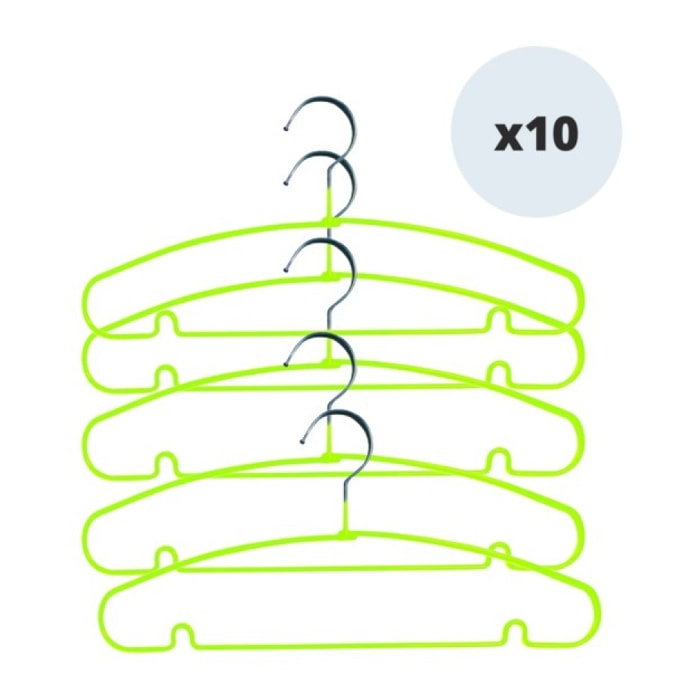 Lot de 10 cintres en acier plastifié antiglisse Vert MSV