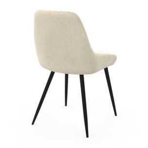 Chaises Olivia en velours et pieds métal - Crème