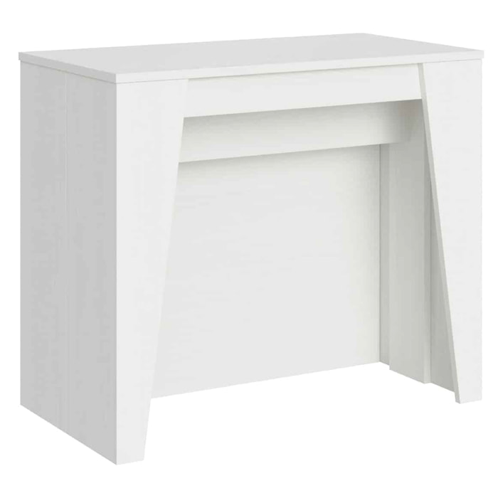 Console extensible 90x48/296 cm Bakari frêne blanc rallonges internes