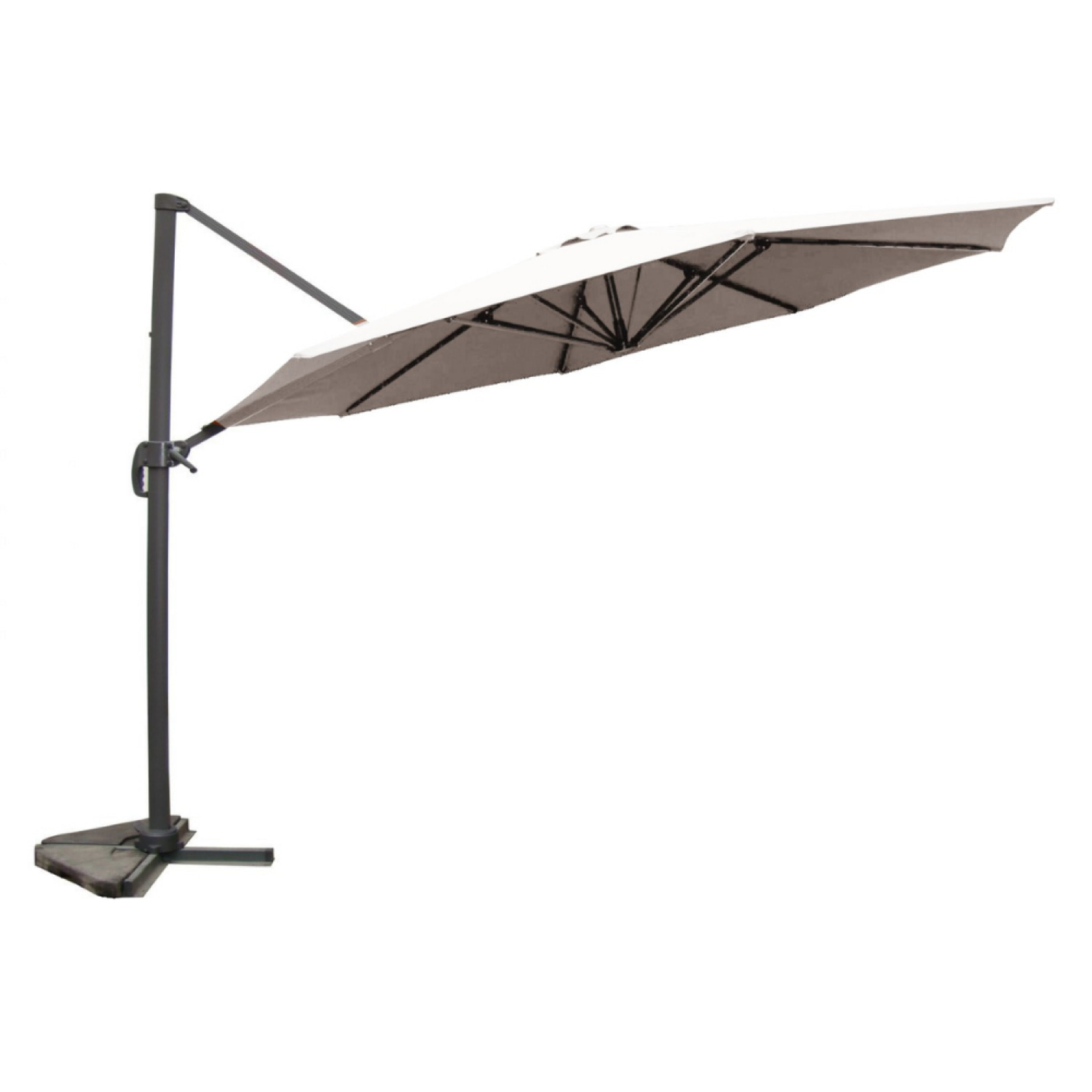 Parasol écru droit rond 3,5 x 3,5 m rotatif à 360 TARGA