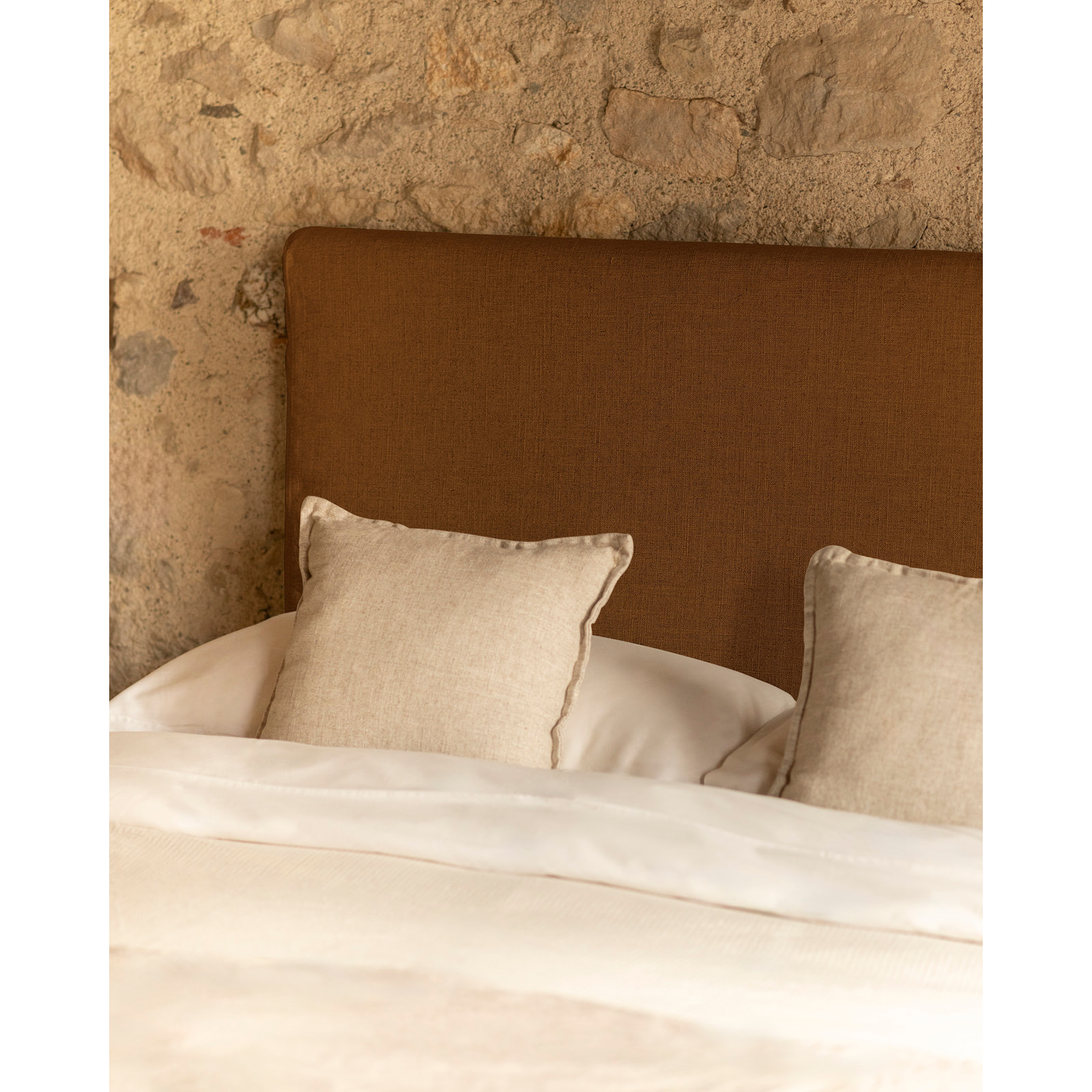 Housse de tête de lit en lin terracotta en différentes tailles