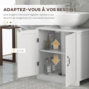 Meuble salle de bain - meuble sous-vasque - 2 portes avec étagère - 60x30x60cm - blanc