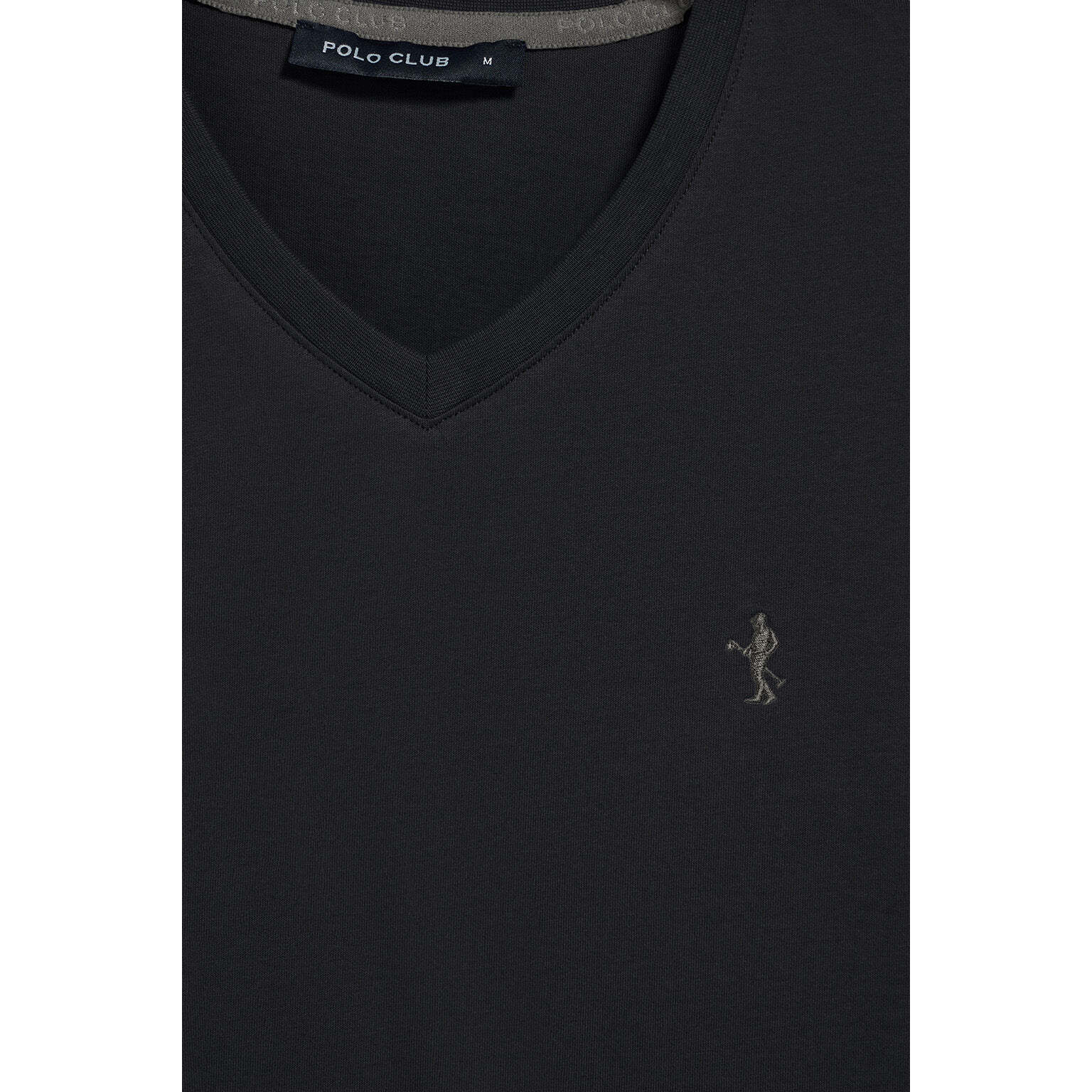 Camiseta negra de manga corta y cuello de pico con bordado Rigby Best