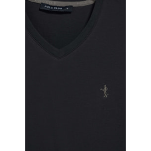 Camiseta negra de manga corta y cuello de pico con bordado Rigby Best