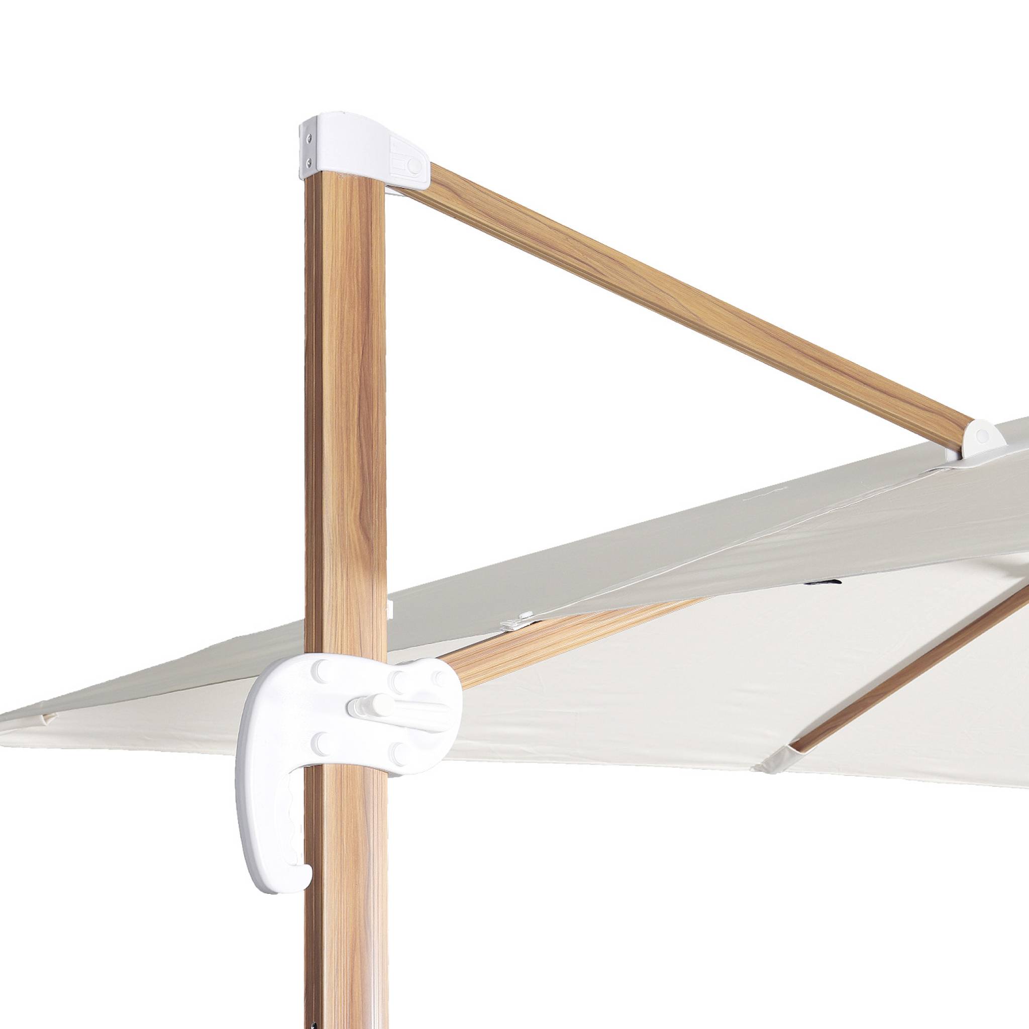 Parasol déporté rectangulaire 3x4m, mât effet bois + dalles à lester 50x50cm WIMEREUX + DALLES