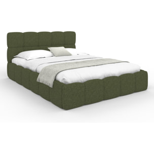 Lit coffre Bubble 140x190cm bouclette vert kaki