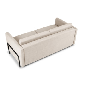 Canapé convertible "Yanis" 3 places en tissu structurel beige