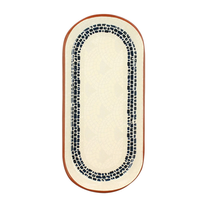 Assiette de présentation ovale en faïence blanche AMATXI