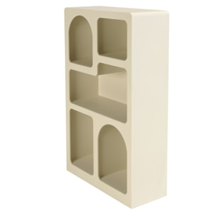 HELENA - Etagère 5 niches 60x24cm en bois peint couleur beige